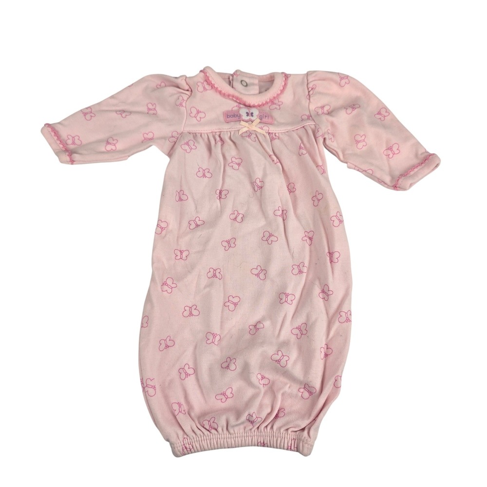 Baby Girl Clothes Just One Year Carter's Preemie Pink Butterfly Gown Pajamas